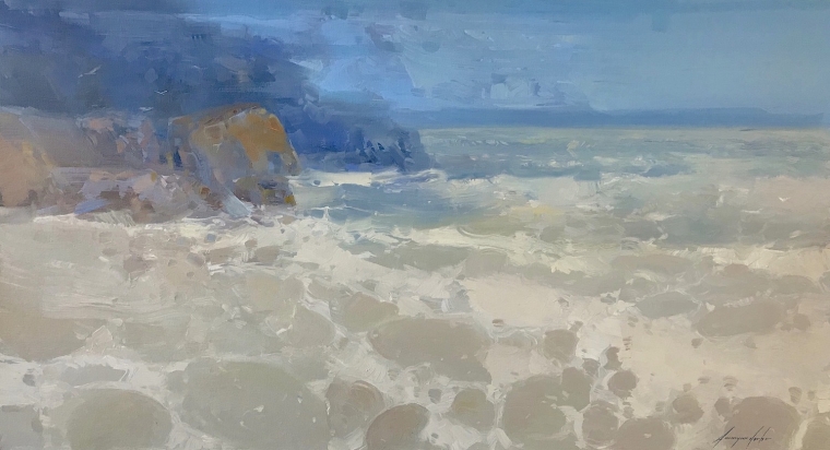 Ocean Side, Original oil Painting, Handmade artwork, One of a Kind                             